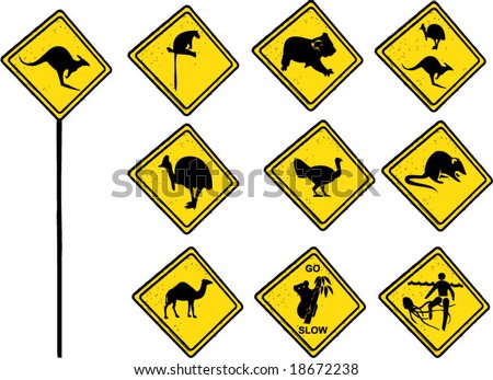 Australian Traffic Signs In With Different Wildlife On It (Cartoon ...