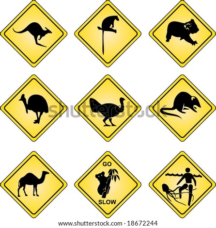 Realistic Australian Traffic Signs With Different Wildlife On It ...