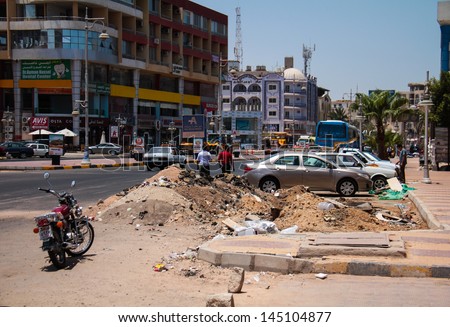 HURGHADA, EGYPT - JULY 29: city center of Hurghada on July 29 2011. Hurghada is a main tourist center and second largest city in Egypt