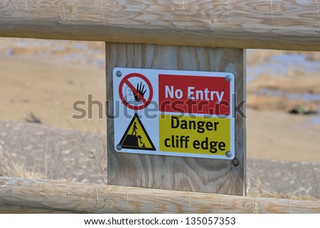Cliff edge danger sign