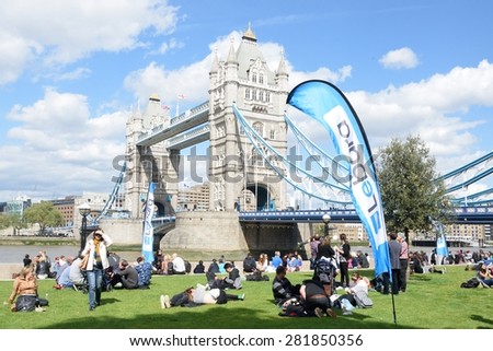 POTTERS FIELD PARK LONDON  ENGLAND 9 May 2015: Crowd in Park for Polish Festival