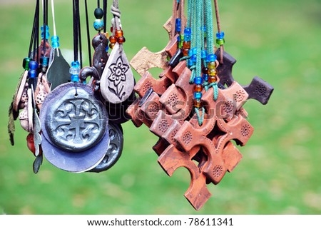 Medievel and celtic style jewelry hanging down