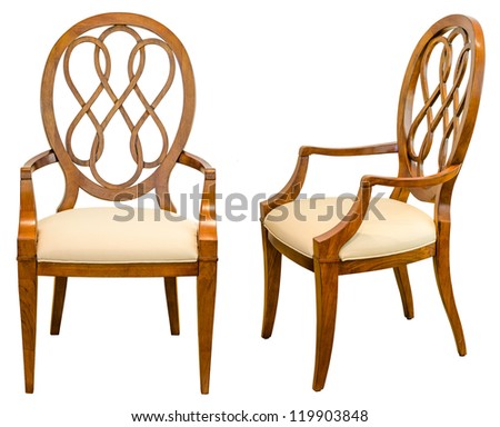 Decorative modern style wooden chair , kind of furniture  isolated on white background