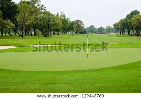 view nature landscape of beautyful golf course at Thailand