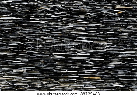 pattern of decorative slate stone wall side view surface