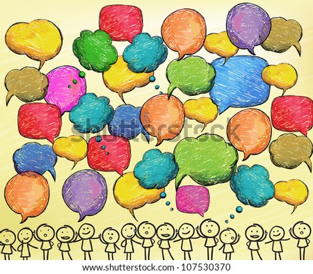 Hand drawn bubbles, colorful