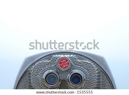 Coin operated binoculars centered bottom landscape with room for copy