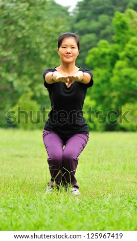 yoga woman exercise in park