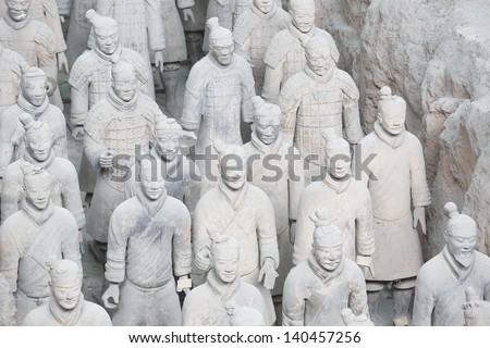 Restored Terracotta Warriors in a museum in Xian, China