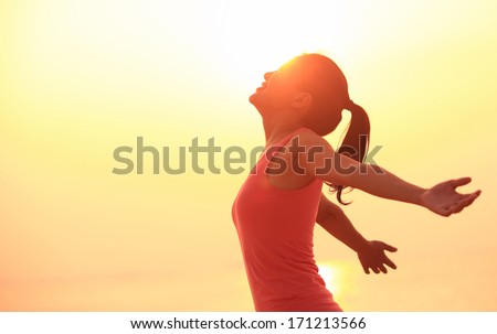 Similar – Image, Stock Photo Tranquil woman at seaside in evening