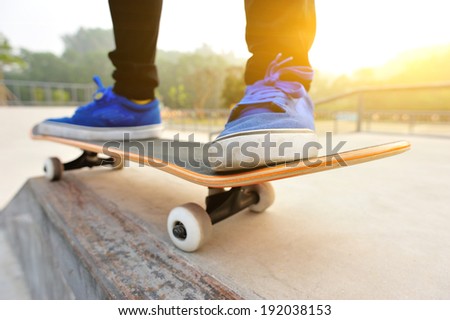 sunrise skateboarding woman legs
