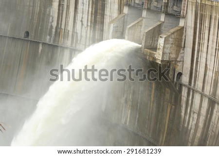 Dam discharge flood water,china