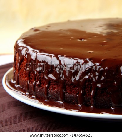 super chocolate cake with chocolate sauce