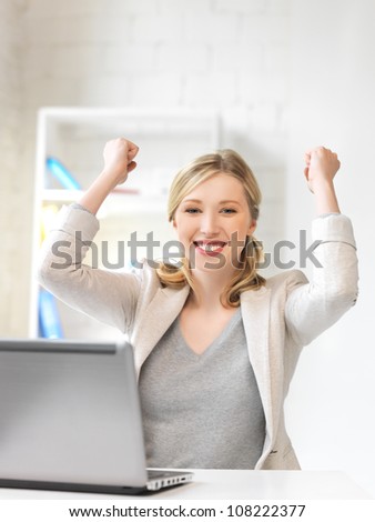 picture of business woman with expression of tryumph