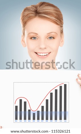 bright picture of confident woman with growth graph on board