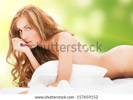 health and beauty, eco, organic, natural concept - beautiful naked woman in the bed