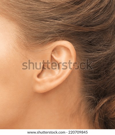 hearing, health, beauty and piercing concept - close up of woman\'s ear