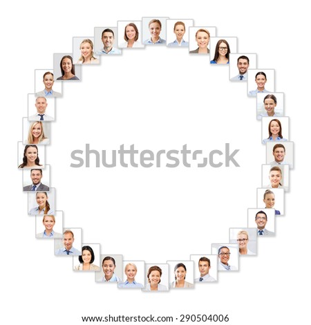 success concept - many business people portraits in circle