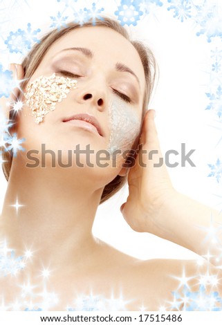 beautiful woman with gel and scrub on face