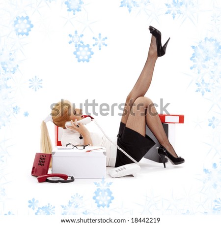 businesswoman laying on the floor and answering phone call