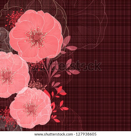 Hand-drawing floral background with flower rose. Element for design. Vector illustration.