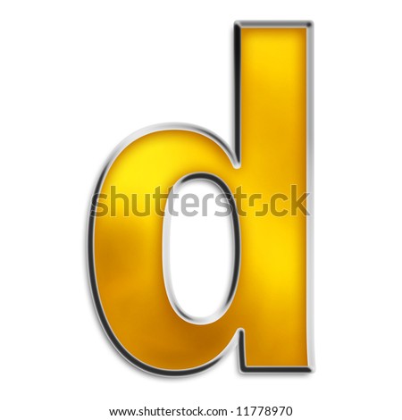 3d Lowercase D In Shiny Yellow Gold Isolated On White Series Stock ...