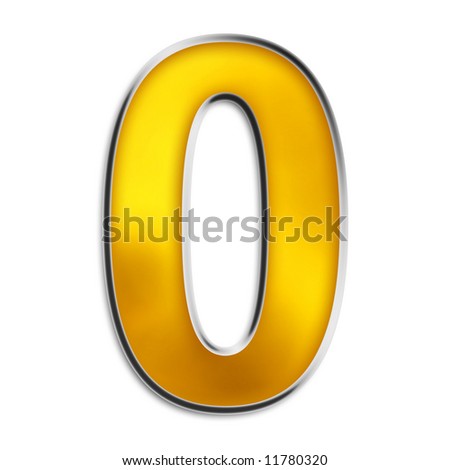 3d Number 0 In Shiny Yellow Gold Isolated On White Series, Complete ...