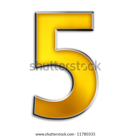 3d Number 5 In Shiny Yellow Gold Isolated On White Series Stock Photo ...