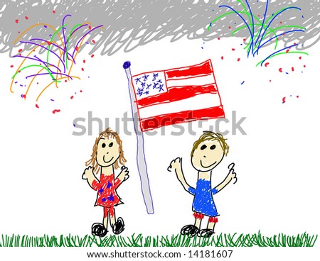Child's drawing of American patriotism