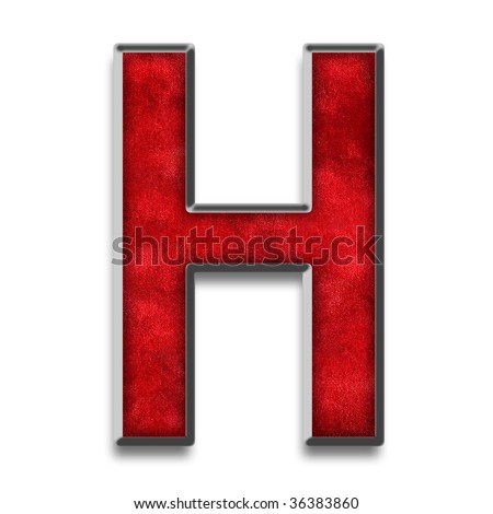 Capital Letter H In Red Texture With Metallic Silver Outline Stock ...