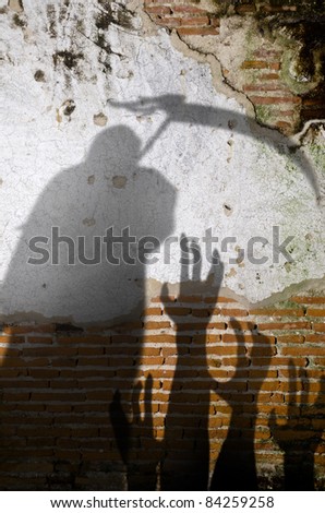 Old brick wall as texture background in Halloween  Theme , Shadow  scary