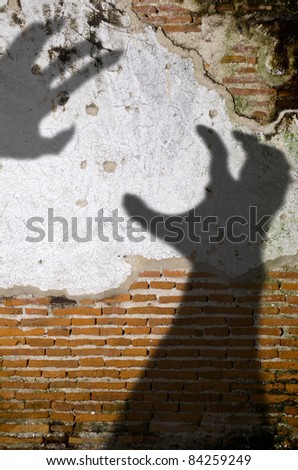 Old brick wall as texture background in Halloween  Theme , Shadow  scary