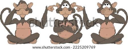 See No Evil Vector Cartoon