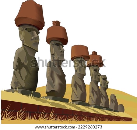 Easter Island Statues Vector Illustration