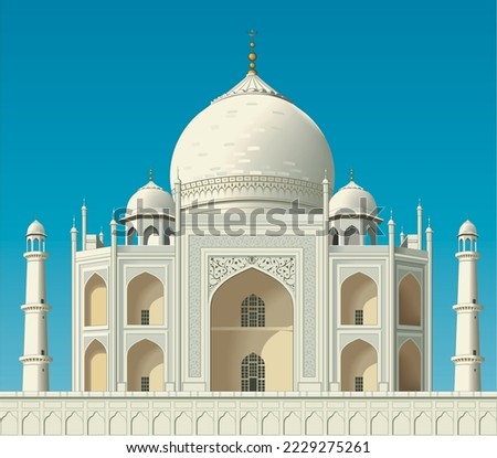 Taj Mahal Mausoleum Vector Illustration