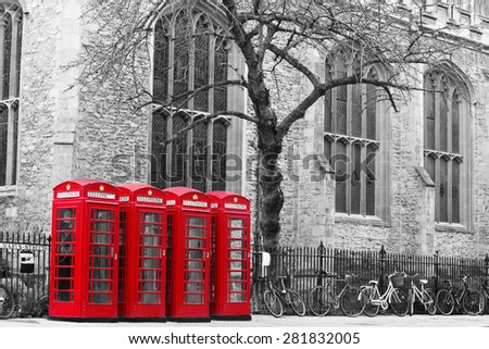 Red Telephone Box, black and white image