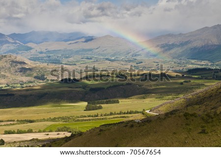 Beautiful Mountain scape with rainbowat New Zealand