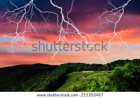 Thunderstorm with lightning in mountain