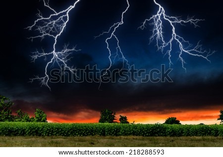 Thunderstorm with lightning.