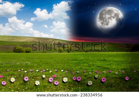 Day and night background. Elements of this image furnished by NASA.