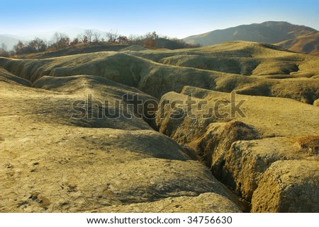 Desolate arid landscape with flow rifts
