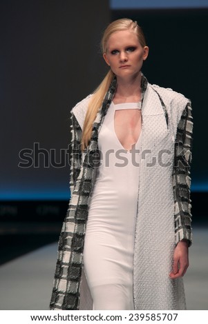 MOSCOW, RUSSIA - SEPTEMBER 03: INTERNATIONAL FASHION TRADE SHOW, Designers present their collections for spring-summer 2015 on September 03, 2014 in Moscow, Russia.