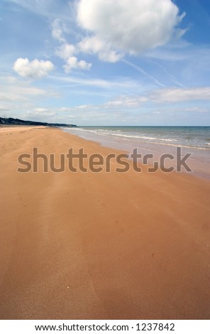 Omaha Beach - one of the principal landing sites of the D-Day invasion in Normandy region of France on June 6, 1944 during World War II