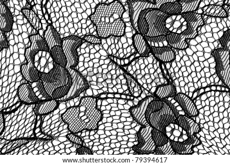 Black lace with pattern on white background.\
See my portfolio for more