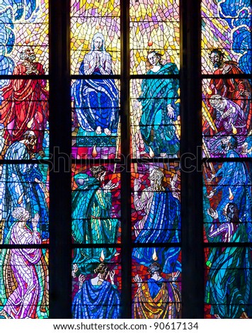 Stained-glass window in Catholic temple.\
See my portfolio for more