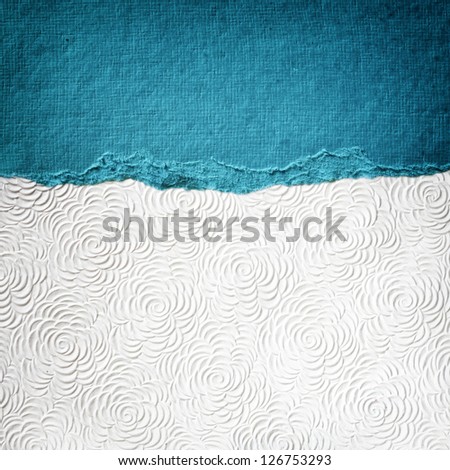riped grunge paper on white background withe texture and floral pattern