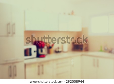 abstract blurred background of modern kitchen