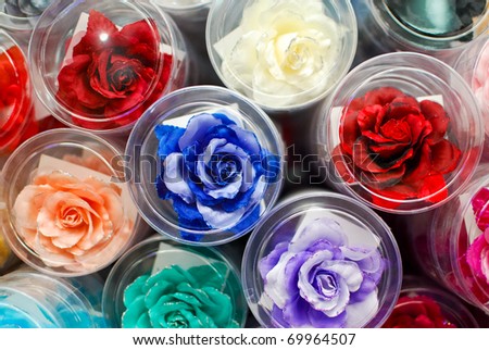 colorful fake rose flower sale in market