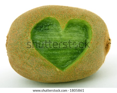 Tropical Romantic Love Heart Kiwi Fruit, Isolated, Closeup Stock Photo ...