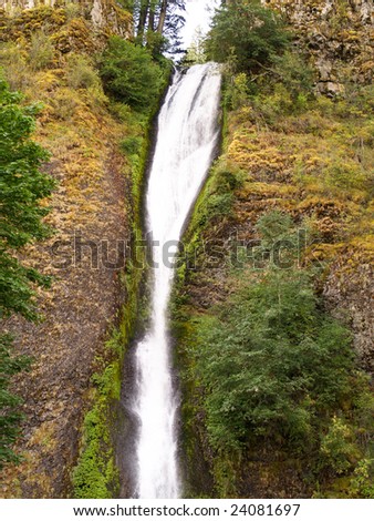 Horse Tail Falls Tall Waterfall in Columbia River Gorge, Oregon